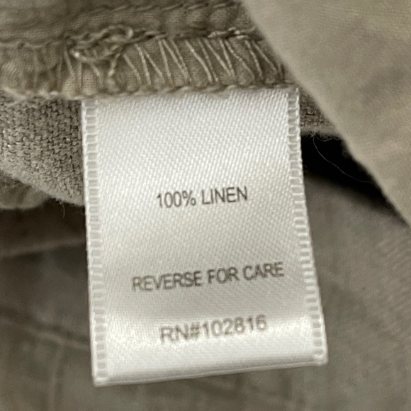 Garnet Hill 100% Khaki Linen Pleat-Detail Trousers Size 18 - Picture 5 of 6